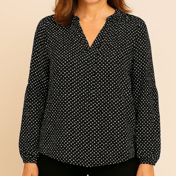 LOFT Ann Taylor Womens  XXL Polka Dot V Neck Blouse - Picture 9 of 9